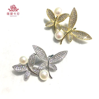 

WEICOLOR Dragonfly With White Natural Freshwater Pearl Brooch