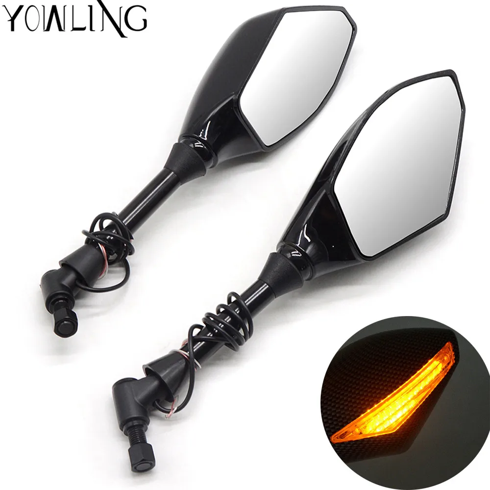 Motorcycle Carbon LED Turn Signals Integrated Rearview Mirrors For Suzuki GSXR SV650S SV650 Hayabusa Bandit For Honda CBR954RR