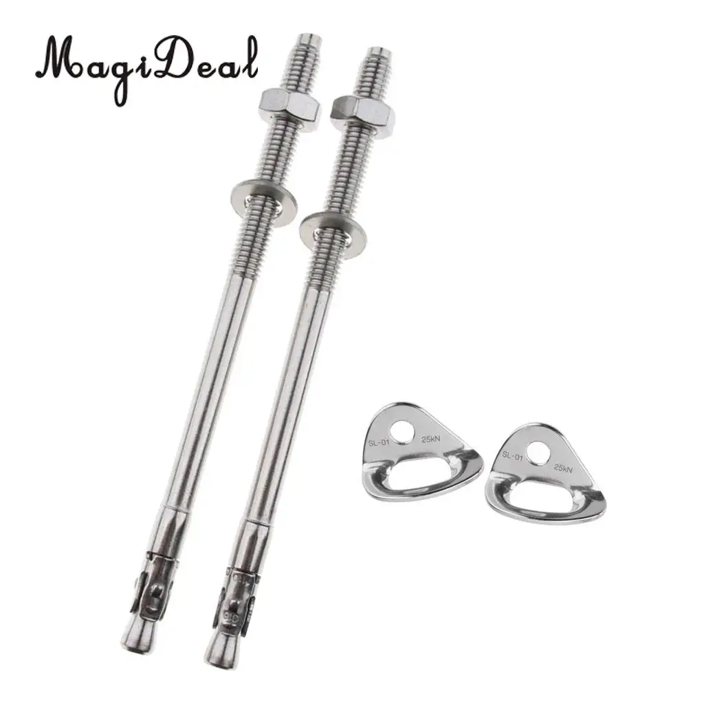 4pcs Stainless Steel Climbing 25KN Anchor Plates Hanger Bolts Set