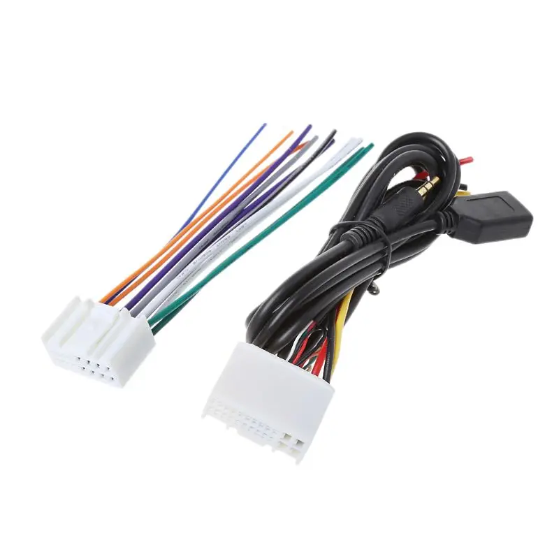 Car Audio CD Stereo Wiring Harness Adapter Kit With USB&AUX Plug ... car stereo wire connectors AliExpress
