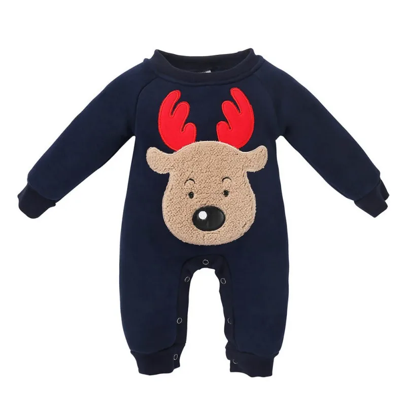 Weixinbuy/зимняя Милая Одежда для новорожденных; комбинезон с длинными рукавами для маленьких мальчиков; Рождественский костюм; одежда - Цвет: Тёмно-синий