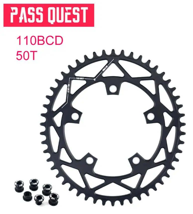50T Pass Quest 110/5 BCD 110BCD Овальный дорожный велосипед узкая широкая цепь 42 T-52 T велосипедная цепь для 3550 APEX RED - Цвет: 50T