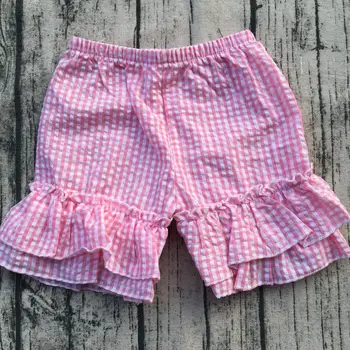 

2017 Monogrammed seersucker Clothing comfortable Cute little Baby shorts girls beach short sweat shorts seersucker shorts