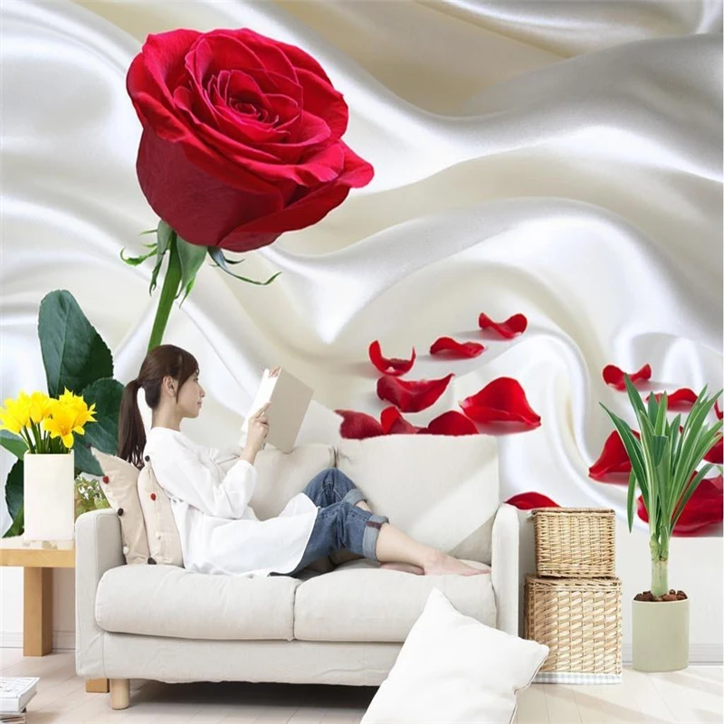 

beibehang Custom Photo Wallpaper Mural 3D Silk Rose Petal Background Wall papel de parede 3d para sala atacado 3d wallpaper