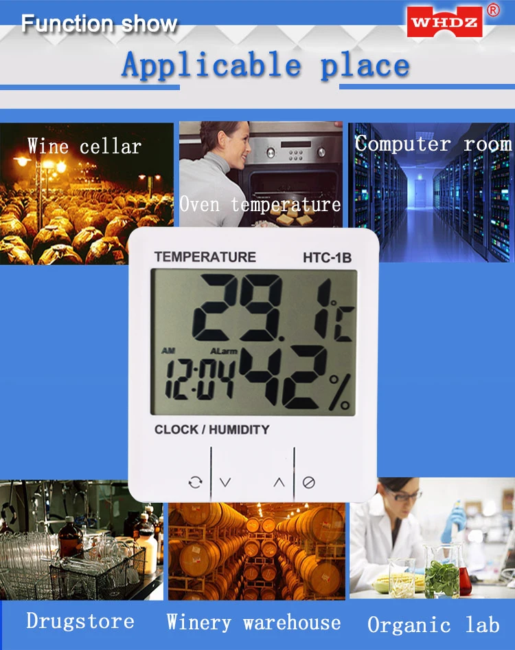 Экскюзив! Цифровой термометр, электронный измеритель температуры и влажности, HTC-1B, комнатный гигрометр, метеостанция, будильник