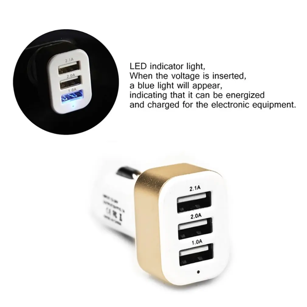 Car Charger 3-port Rapid USB Car battery Chargers Cigarette Charger Adapter for Phone Car Charger 3-port Rapid USB Car battery Chargers Cigarette Charger Adapter for Phone
