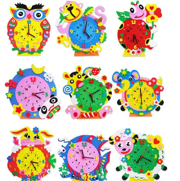 

1 Set Cute 3D EVA Handmade Animal Learning Clock Puzzle Assembled DIY Creative Educational Toys for Children Baby Gift