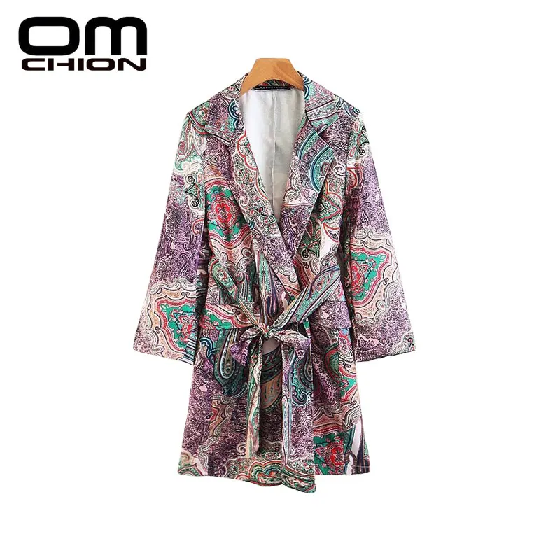 OMCHION удобные Пейсли свободные Blusa Feminina лето 2018 бант с поясом блузка женщины кимоно