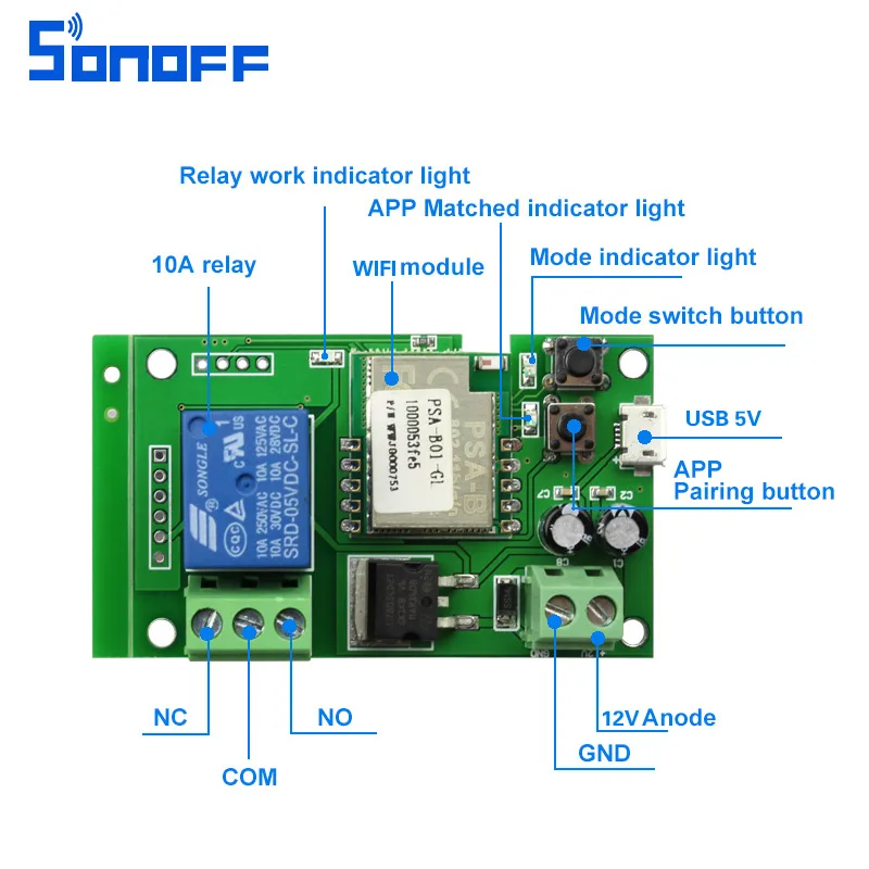 SONOFF WiFi Switch Wireless Inching Selbstverriegelndes Smart Relay-Modul Komfor 
