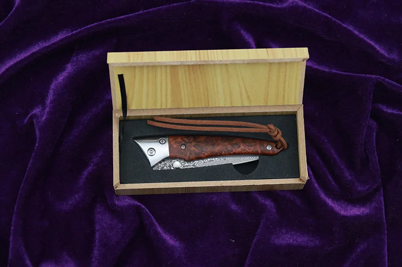 LEMIFSHE L02 складной нож дамасское лезвие медная прокладка Красная тень деревянная ручка Кемпинг Открытый тактический инструмент для выживания EDC