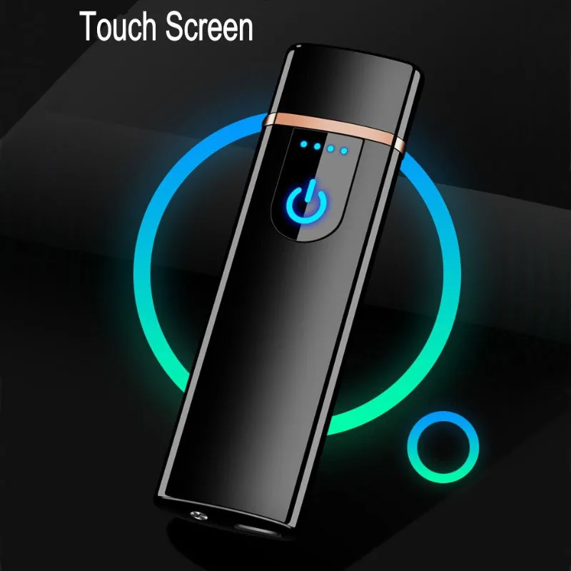 

2019 new Ultra-thin USB charging lighter Touch sensitive screen electronic Windproof cigarette lighter Fingerprint sensing