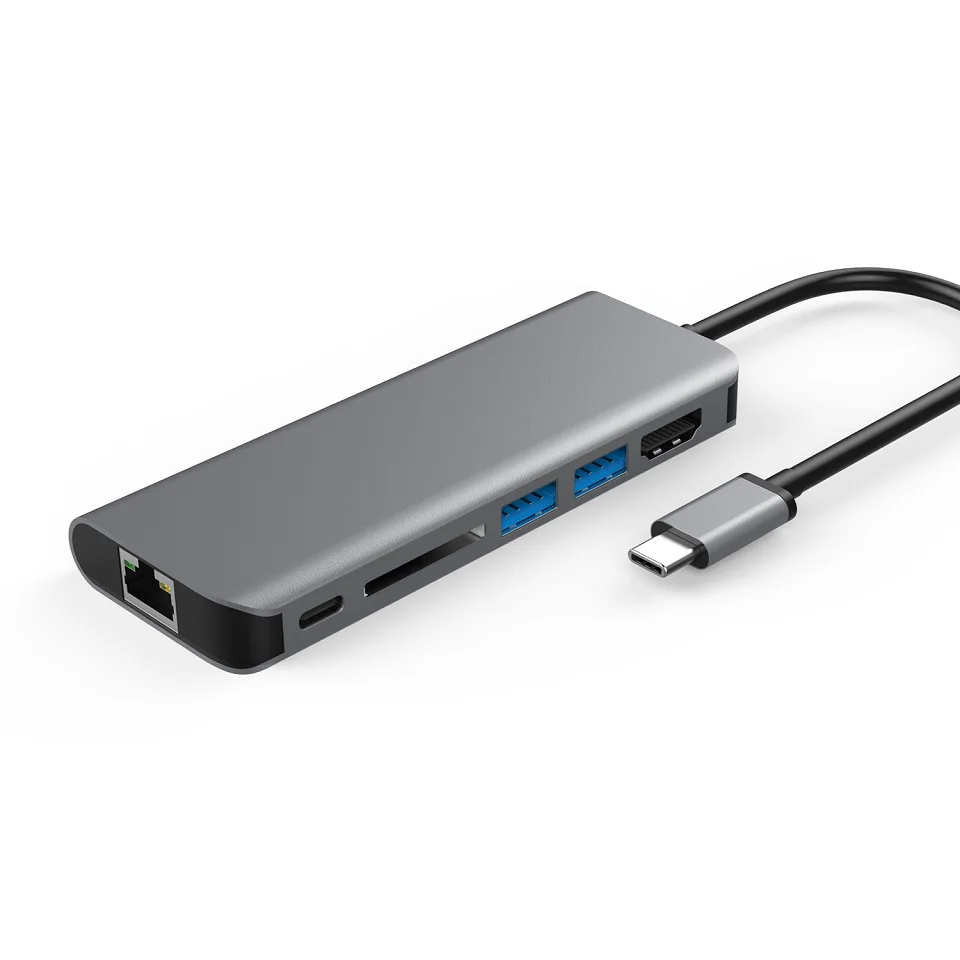 JCKEL 6 in 1 USB 3.1 Type C to HDMI/USB 3.0/RJ45/SD/TF USB 3.0 HUB Adapter Converter Cable For Macbook Pro Google Chromebook JCKEL 6 in 1 USB 3.1 Type C to HDMI/USB 3.0/RJ45/SD/TF USB 3.0 HUB Adapter Converter Cable For Macbook Pro Google Chromebook