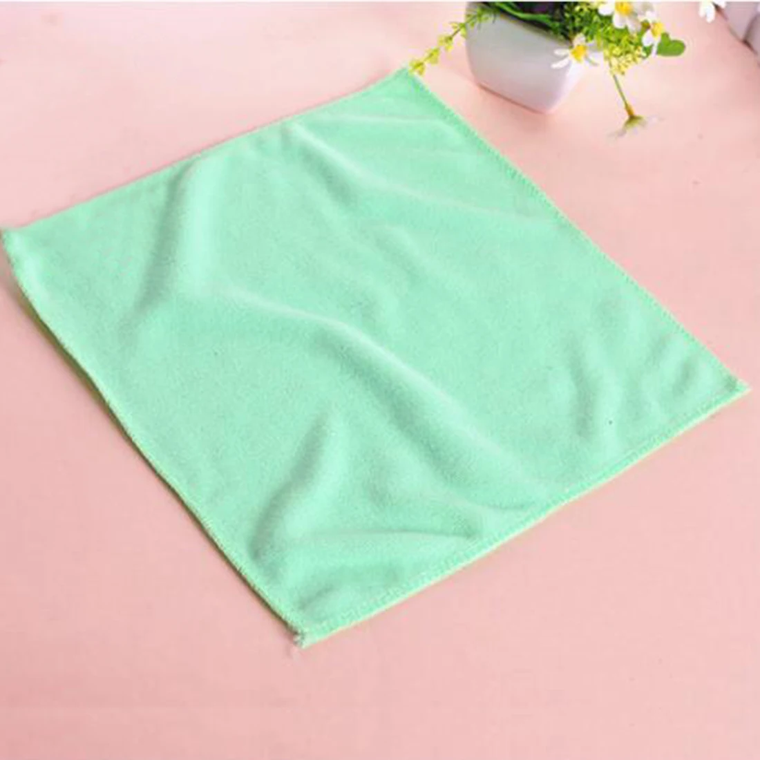 Promo 10 unids/set 25x25 cm pequeño cuadrado de lujo de fibra de algodón suave cara de mano del coche paño toalla casa limpieza herramientas Color al azar