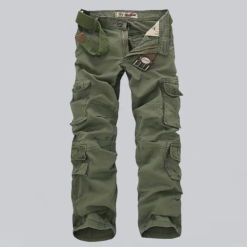 Army Green Осень, Новое поступление, мужские повседневные свободные брюки-карго, много карманов, брюки, армейский зеленый цвет, плюс размер 44 46 - Цвет: Army Green