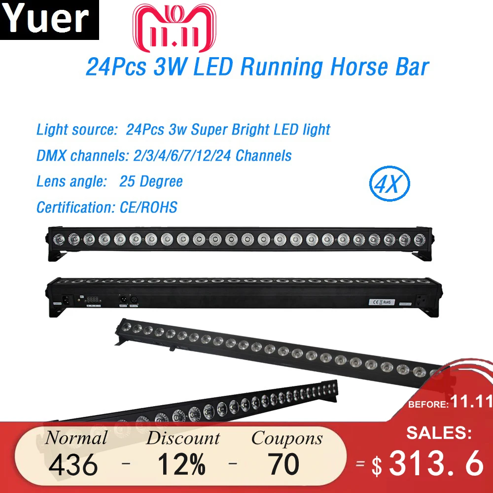 4Pcs/lot 24x3W RGB 3in1 Led Wall Wash Light color mixing DMX Led Bar DMX Line Bar Wash Stage Light Dj Indoor horse race lamp 4Pcs/lot 24x3W RGB 3in1 Led Wall Wash Light color mixing DMX Led Bar DMX Line Bar Wash Stage Light Dj Indoor horse race lamp