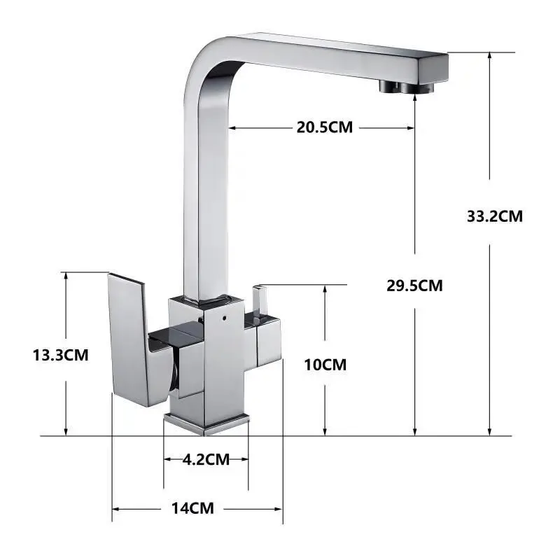 Chrome Square 360 Degree Rotation Kitchen Drinking Water Faucet Deck Mounted Single Hole Water puri - 32940592920