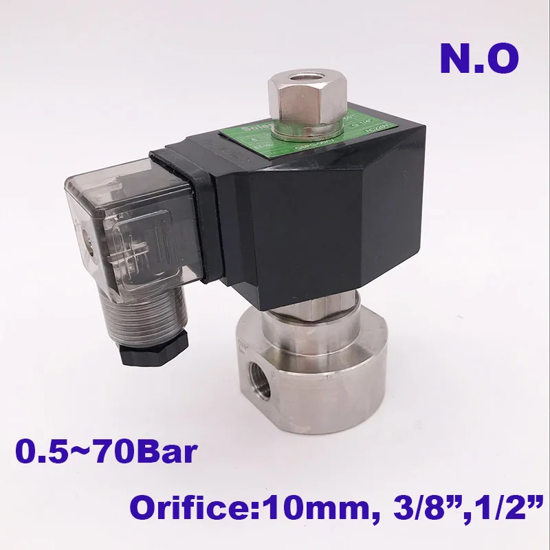 Гогоатк 0,5-70bar SS304 3/8 1/2 inch высокое электромагнитный нагнетательный клапан отверстия 10 мм нормальный Открытый нержавеющей 304 мыть водой клапан насоса