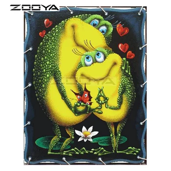 

ZOOYA 5D DIY Diamond Embroidery Frog Hugs Flowers Love Animal Diamond Painting Cross Stitch Square Drill Mosaic Decoration BK702