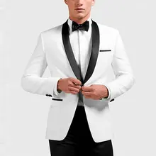 На заказ белый для мужчин классические костюмы жениха Нарядные Костюмы для свадьбы человек смокинг черный шаль с лацканами 2 шт. пальт