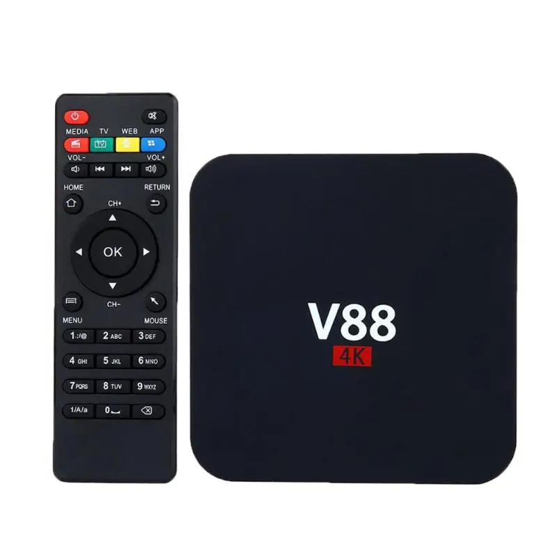 

V88 Android 7.1 Smart TV Box 4K Ultra HD RK3229 Quad Core 32bit CPU 1GB+8GB WIFI Media Player Set-top Box US Plug