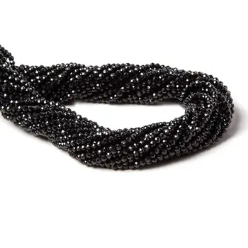 

LiiJi Unique Real Bright Quality Black Spinels Approx 2mm/3mm Round Faceted beads DIY Jewelry Making Approx 39cm