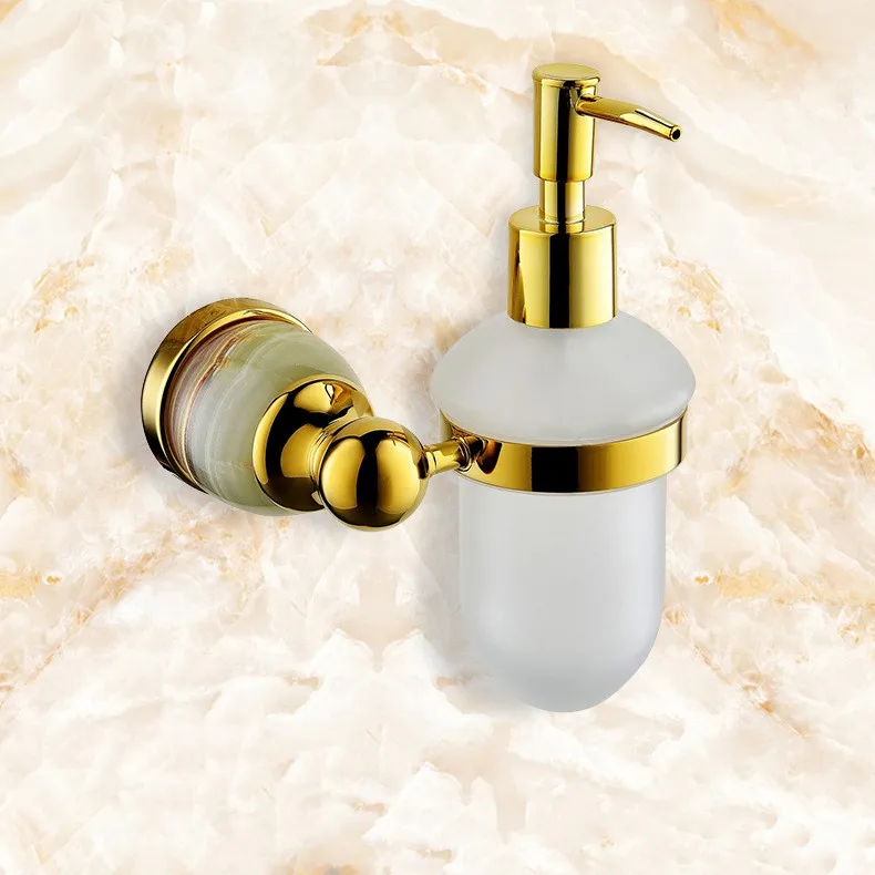 Best Price Luxury Gold Jade stone and Solid brass Soap/Lotion Dispenser soap container Bath Hardware Accessory Best Price Luxury Gold Jade stone and Solid brass Soap/Lotion Dispenser soap container Bath Hardware Accessory