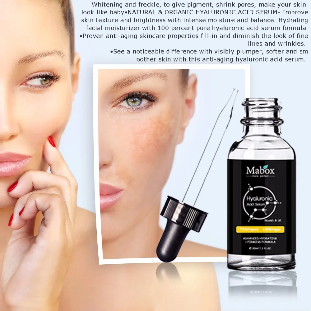 

Anti-Aging Serum-- Intense Hydration + Moisture, Non-greasy, Paraben-free-Best Hyaluronic Acid for Your Face