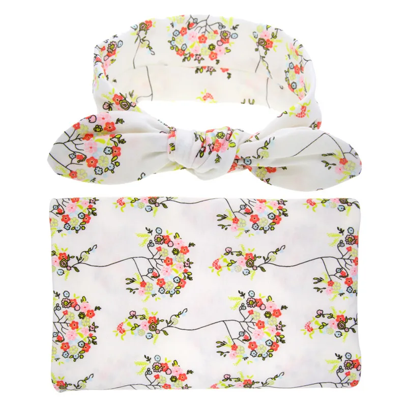 Новорожденный больничный Пеленальный комплект пеленка и повязка на голову пеленки с цветами Набор одеяло для сна сумка для фото реквизит 1 комплект