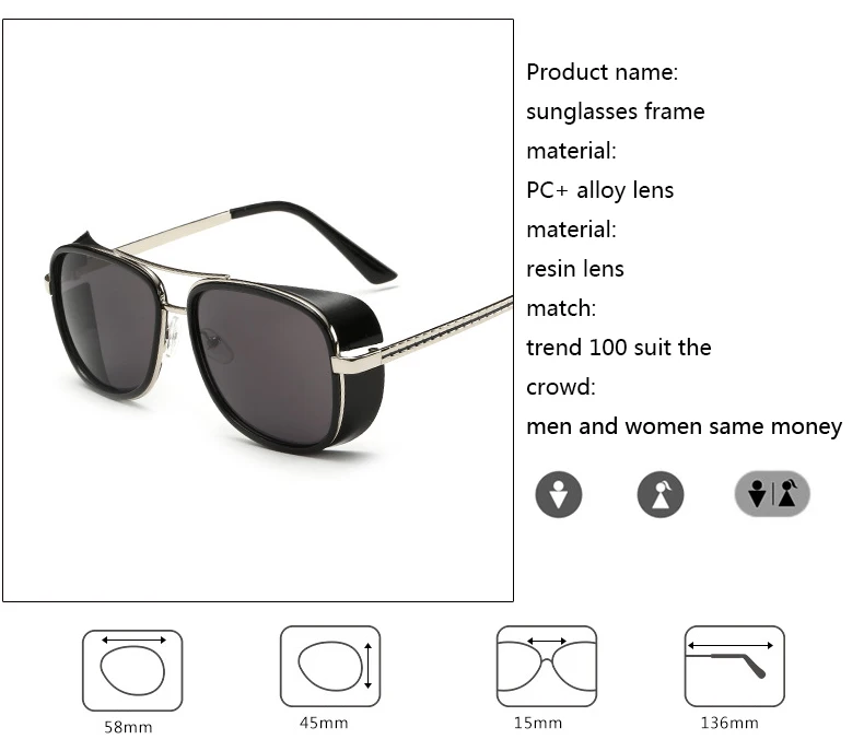 Минимальный мужской стимпанк солнцезащитные очки тони старк железный человек солнцезащитные очки ретро винтажные очки стимпанк солнцезащитные очки UV400