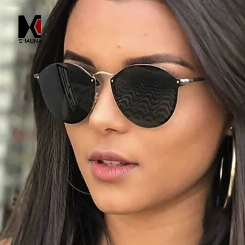 Женские и мужские классические очки SHAUNA круглые зеркальные солнцезащитные в