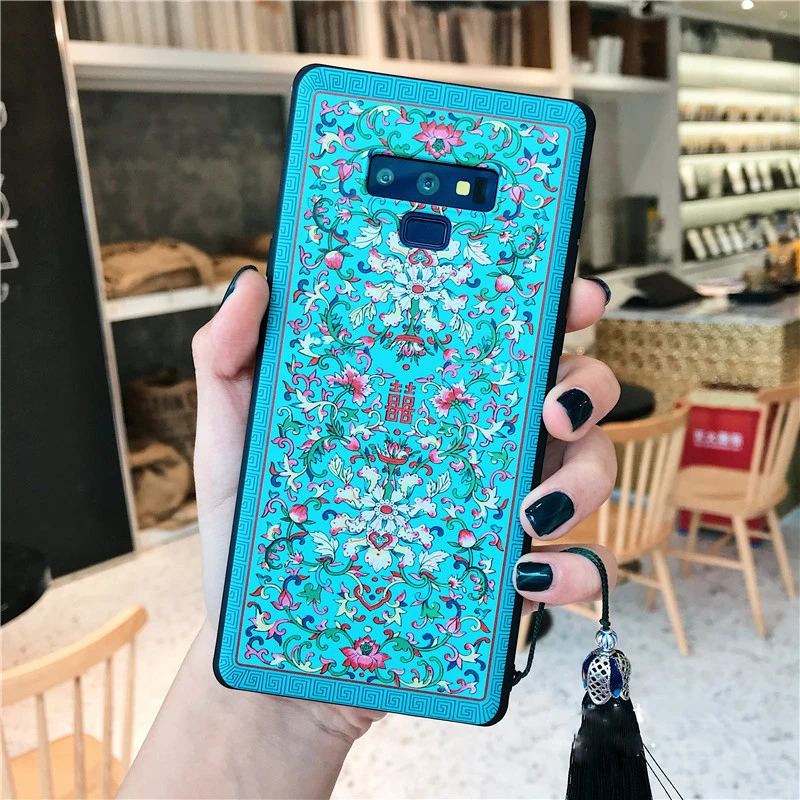 

Note10 Relief Pattern Cases for Samsung Galaxy Note 10 Plus 5G 9 8 S10 S10e S9 S8 Case Tassel Lanyard Soft Silicon Cover Funda
