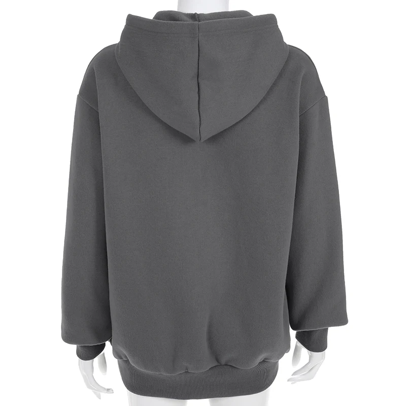  Darlingaga Casual fleece winter warm oversized hoodie women long sweatshirt dress pullovers letter 