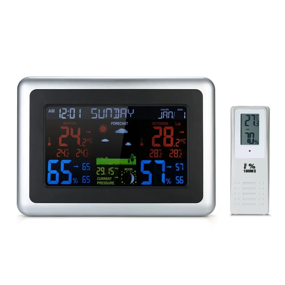 

Weather Station Wireless Indoor Outdoor Color LCD Weather Forecast Digital Thermometer Hygrometer Temperature Humidity Meter