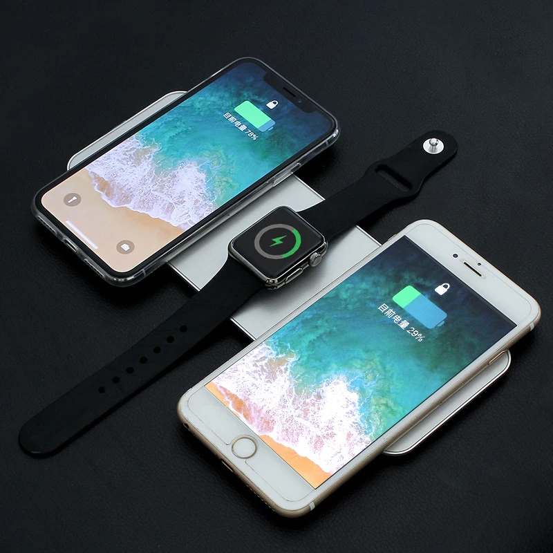 3в1 Qi Беспроводное зарядное устройство База для Apple watch iPhone X 8 XR 11 samsung S8+ S9 Note 10 9 Быстрая Беспроводная зарядная станция Док-станция