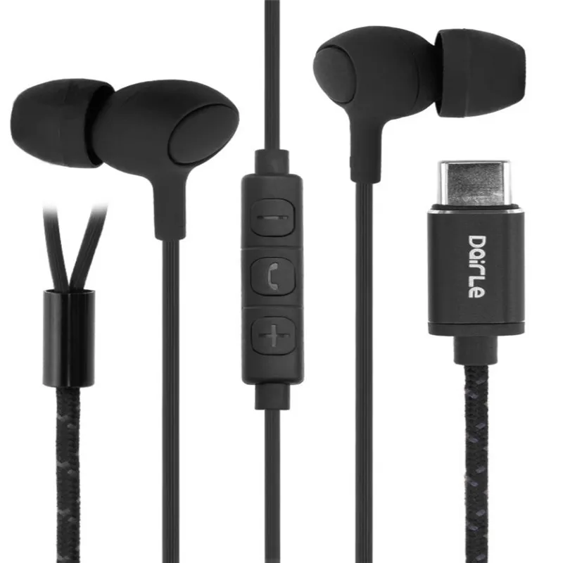 USB Type C Digital Earphones with Mic In line Control Noise Cancelling
