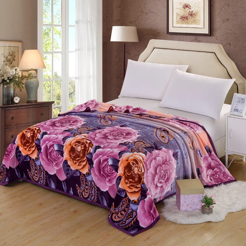 

2018 Latest Modern Colorful Peony Pattern Comfortable Blanket Bedding Plane / Sofa / Multi-Function Blanket