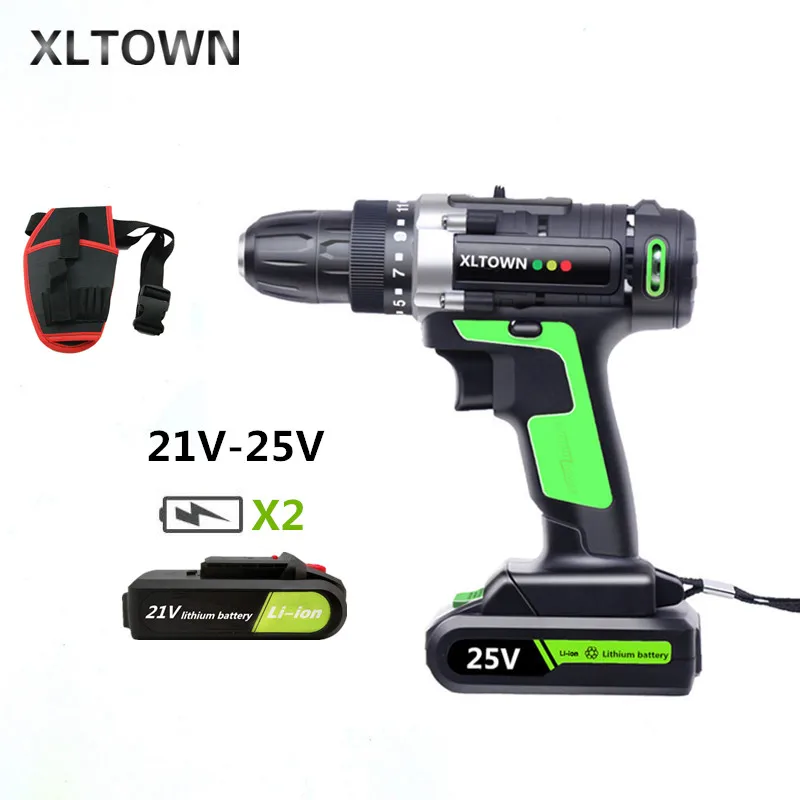 

XLTOWN 25V Electric screwdriver multi-function rechargeable electric drill household Power Tools with 2 battery Lithium drill