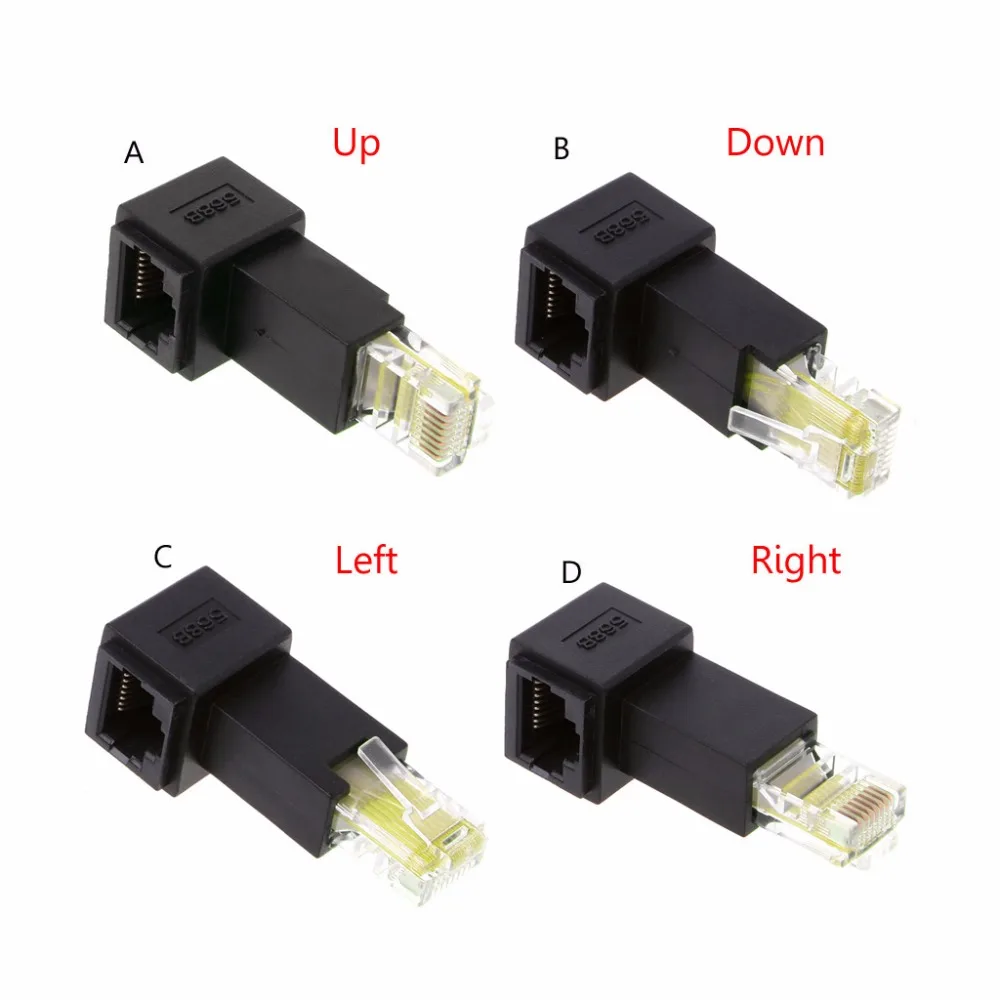

New Multi-angle RJ45 Cat 5e Male to Female Lan Ethernet Network Extension Adapter hot