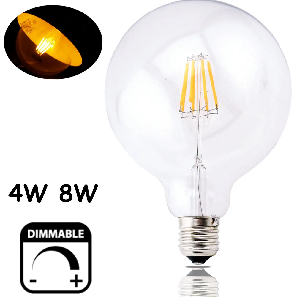 Затемнения светодиодный G125 лампочки накаливания G40 Винтаж Edison Стекло