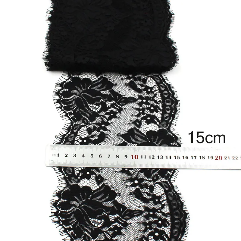 3 м 15 см широкие черные белые ресницы кружевная отделка цветок французская кружевная ткань ручной работы Diy аксессуары для одежды Свадебная кружевная отделка
