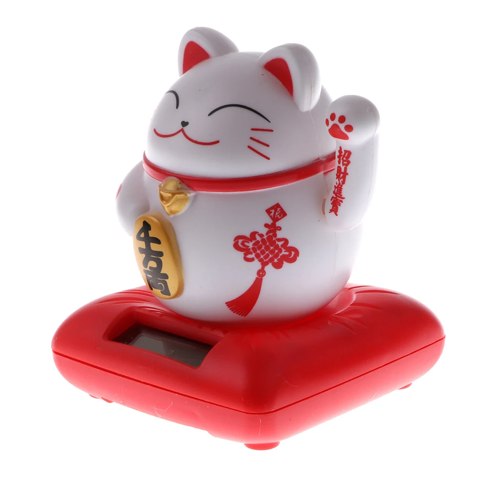 Kids Solar Powered Waving Hands Fortune Cat Kitten Animal Swinging Toy Car Home Ornament Decor Kids Xmas Gifts Gag Prank Toys