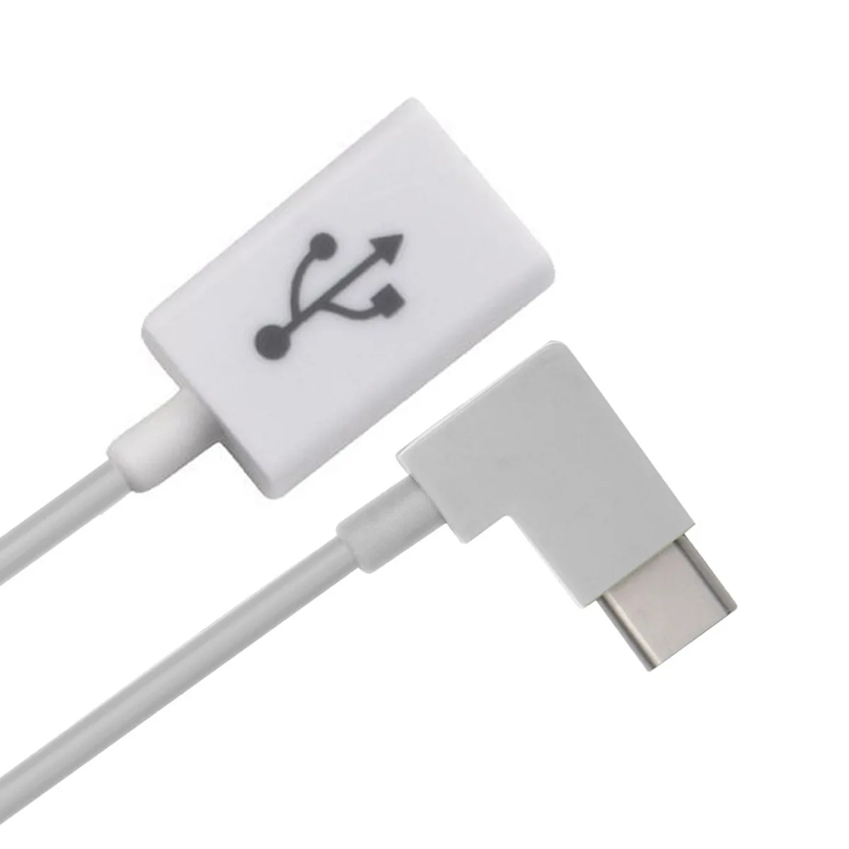 

CABLECC Right Angled 90 Degree USB-C Type-C to USB 2.0 Female OTG Cable for Cell Phone Tablet & Laptop White