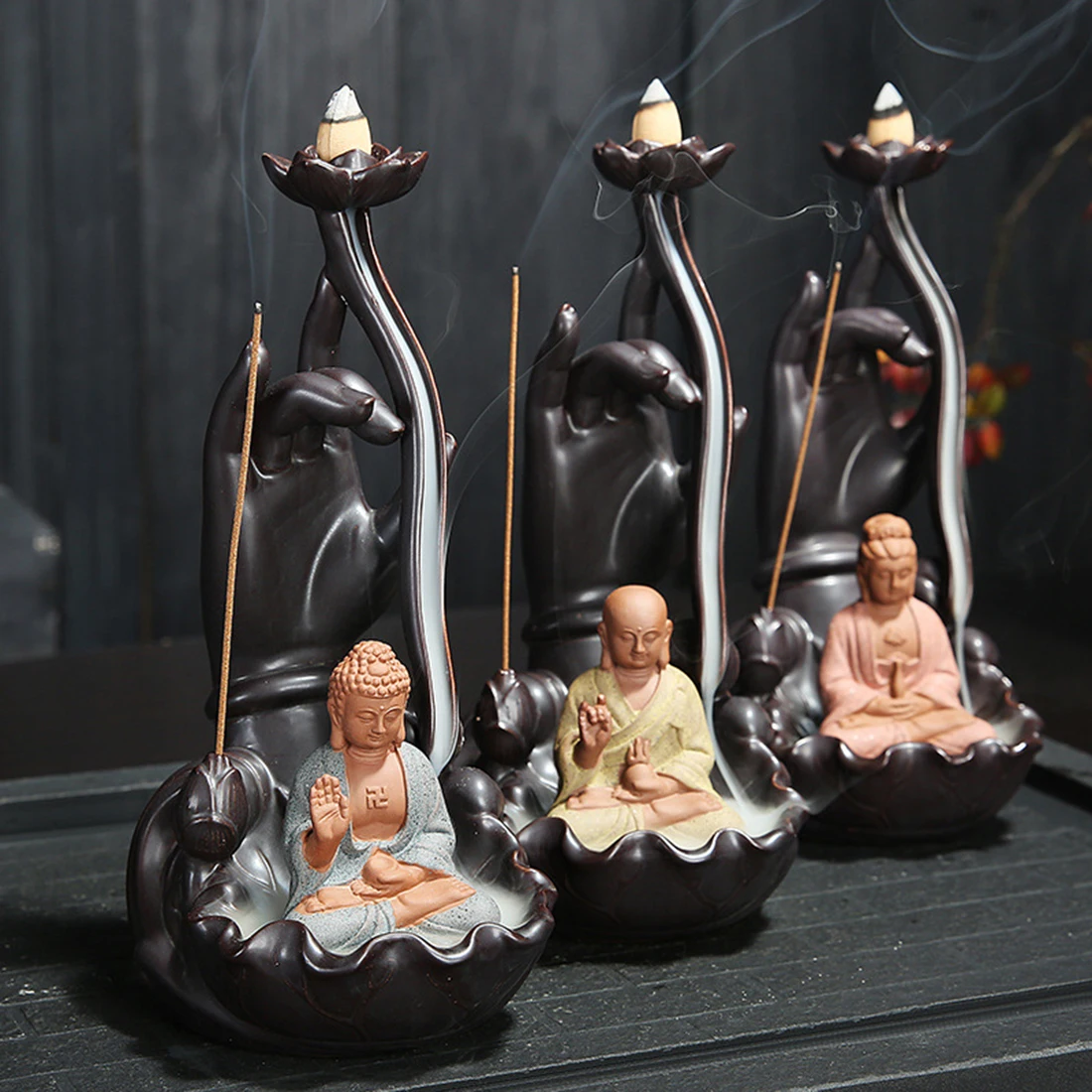 

Ceramic Backflow Incense Burner Tathagata Buddha Incense Stick Holder 10pcs Cone Incense Home Office Teahouse Bouddha Decoration