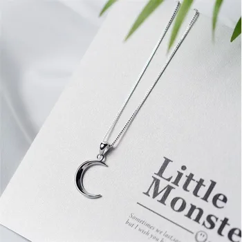 Korean Style New Fashion Sweet Moon 925 Sterling Silver Jewelry Temperament Crescent Clavicle Chain Pendant Necklaces H418