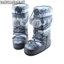 Женские ботинки теплые зимние ботинки для девочек ботинки до середины икры на платформе ботинки на толстой резиновой подошве для катания на лыжах теплые ботинки botas mujer k637