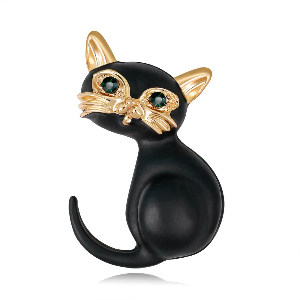 Мода милый черный кот брошь для женщин мужчин прекрасный мультфильм одежда значок значки на рюкзак Броши заколки ювелирные аксессуары