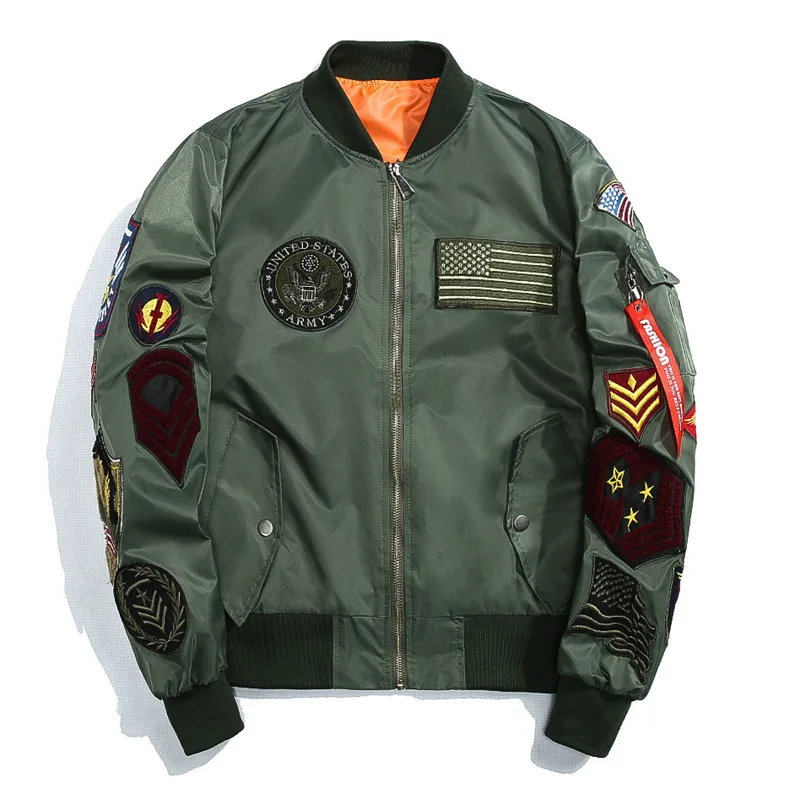 

2018 Men Bomber Pilot Jacket Wing Embroidery Fashion Baseball Coat Hip Hop Rock Couple Motorcycle Jacket Youth Streetwear Europe