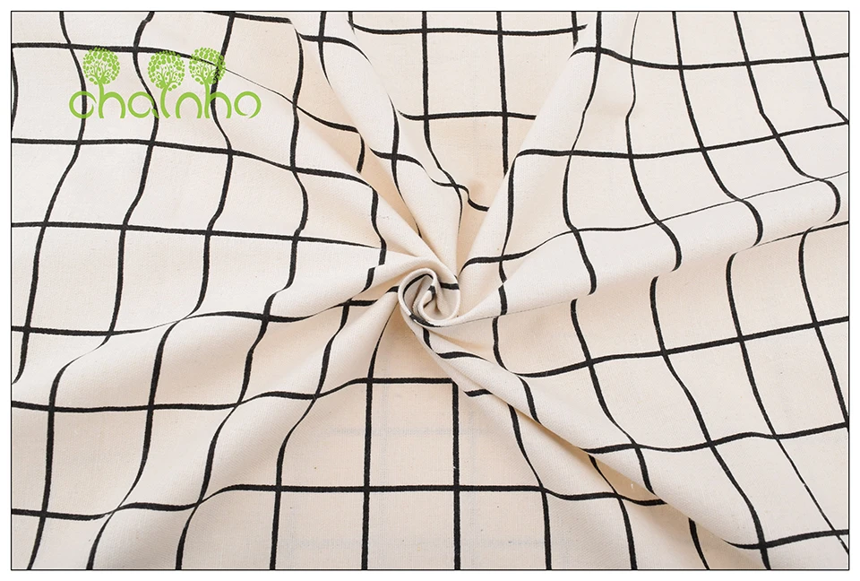 Chainho,6pcs/Lot,Black&White Series,Patchwork Printed Cotton Linen Fabric,For DIY Quilting&Sewing Placemat,Bags Material,25x45cm