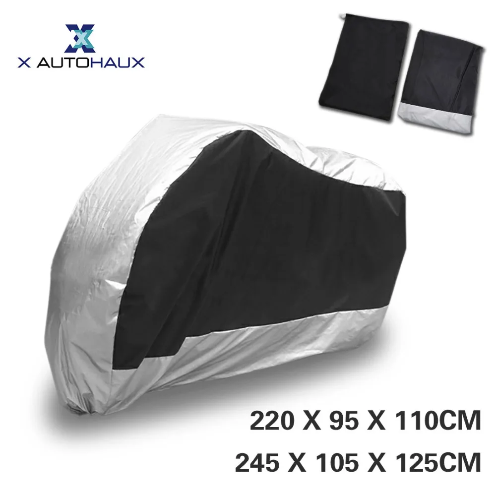 

X AUTOHAUX 180T Polyester Taffeta Fabric Rain Dust Snow Wind Outdoor Rainproof UV Protector Motorcycle Motorbik Motor COVER