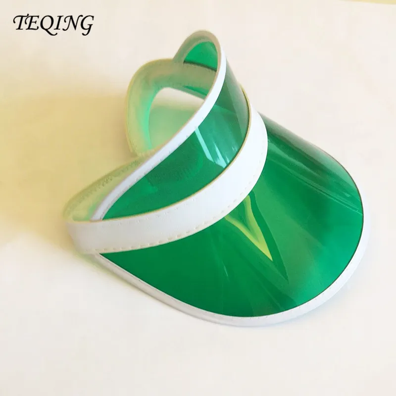 6pcs/lot Summer Holiday Neon Sun Visor Sunvisor Party Hat Clear Plastic